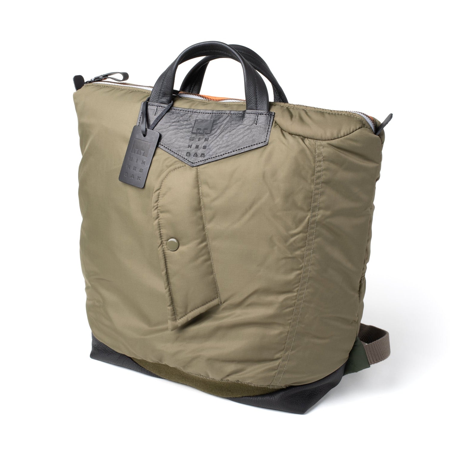 Olive Khaki backpack with gray accents on a white background