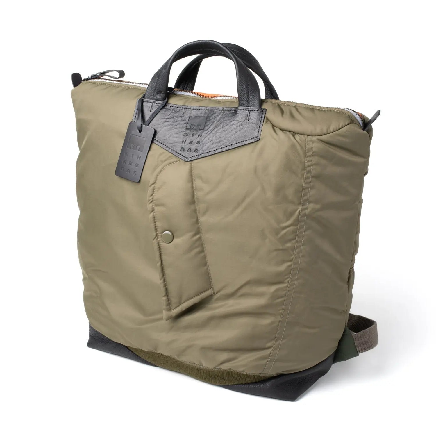 Olive Khaki backpack with gray accents on a white background