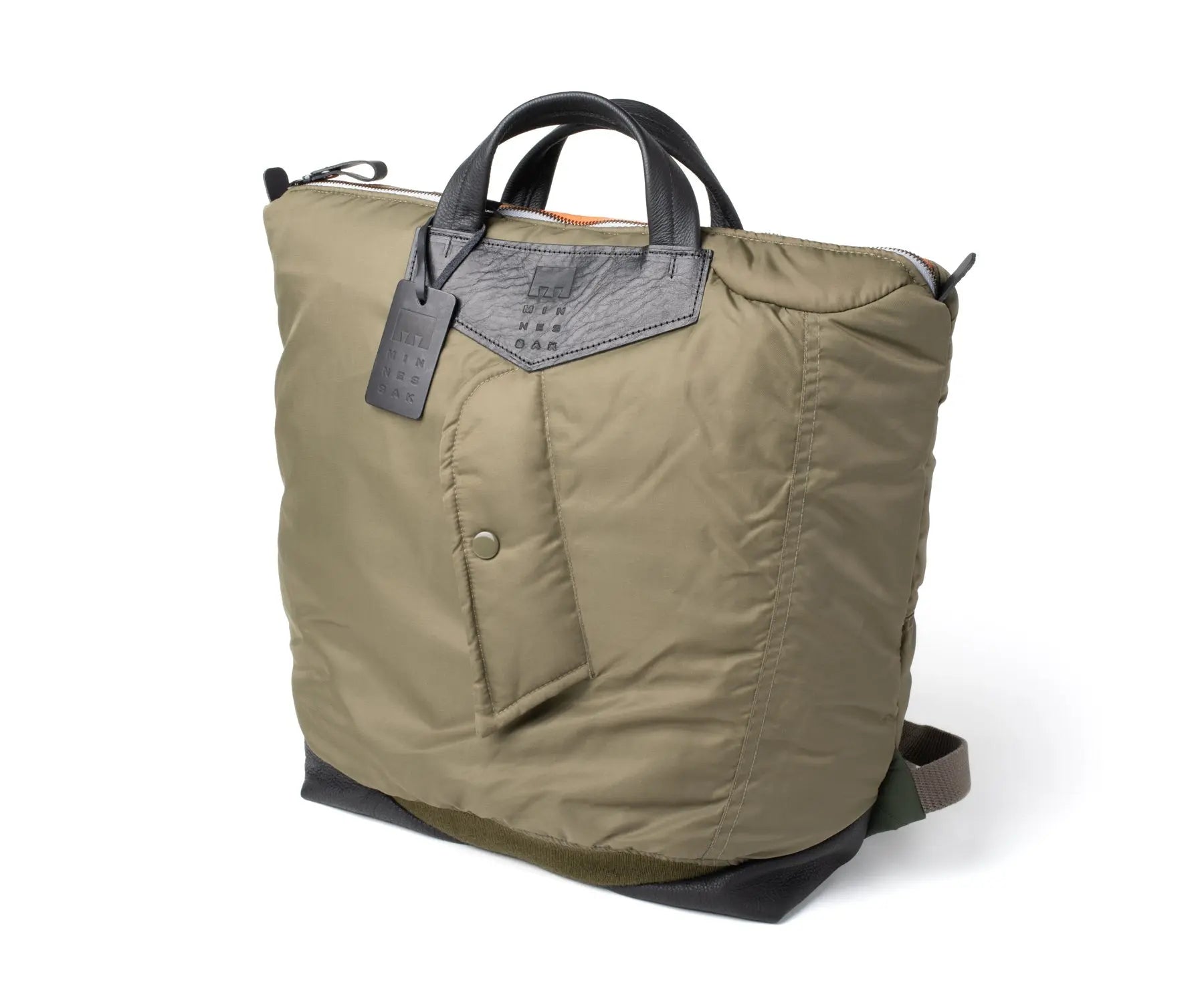 Olive Khaki backpack with gray accents on a white background