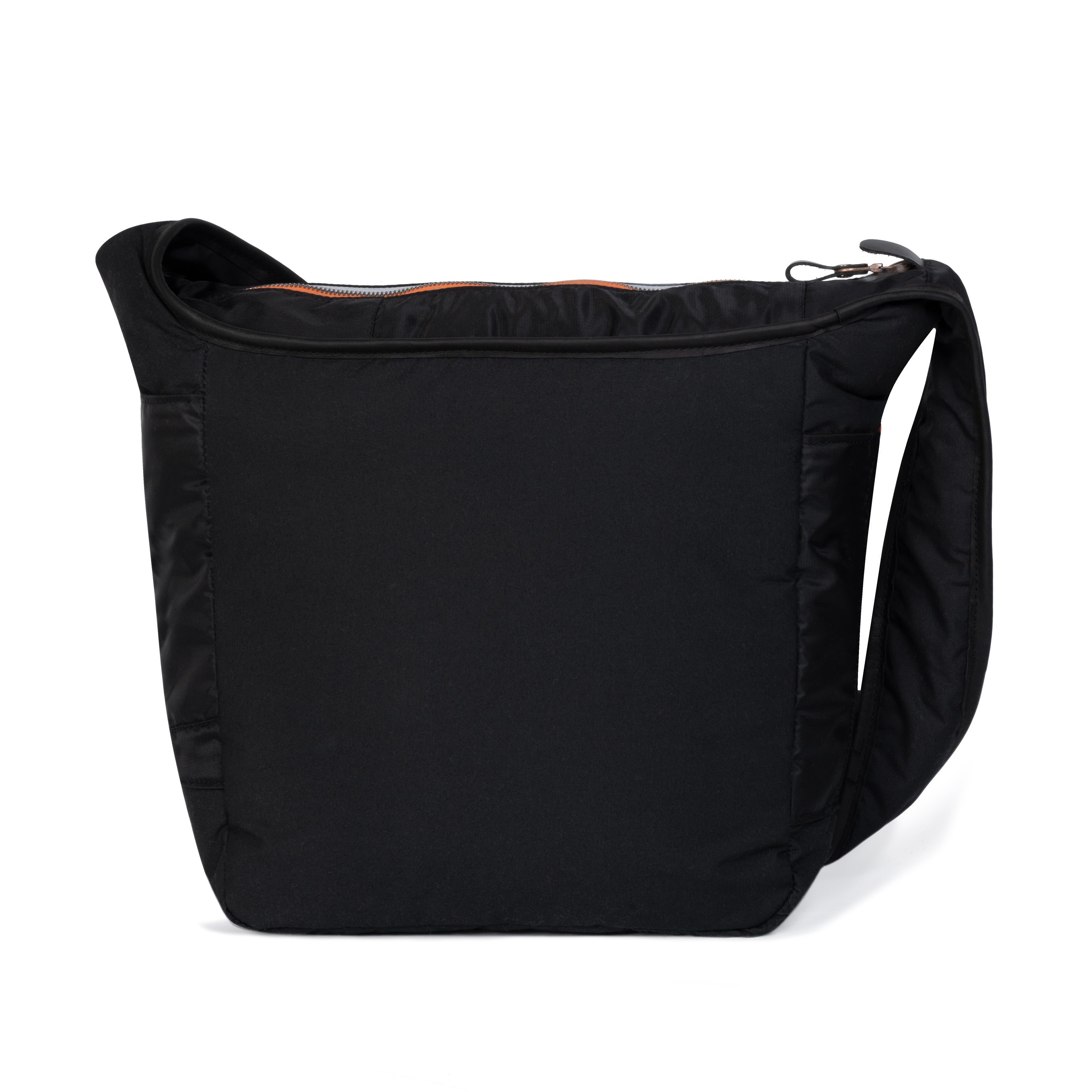 Black shoulder bag on a white background
