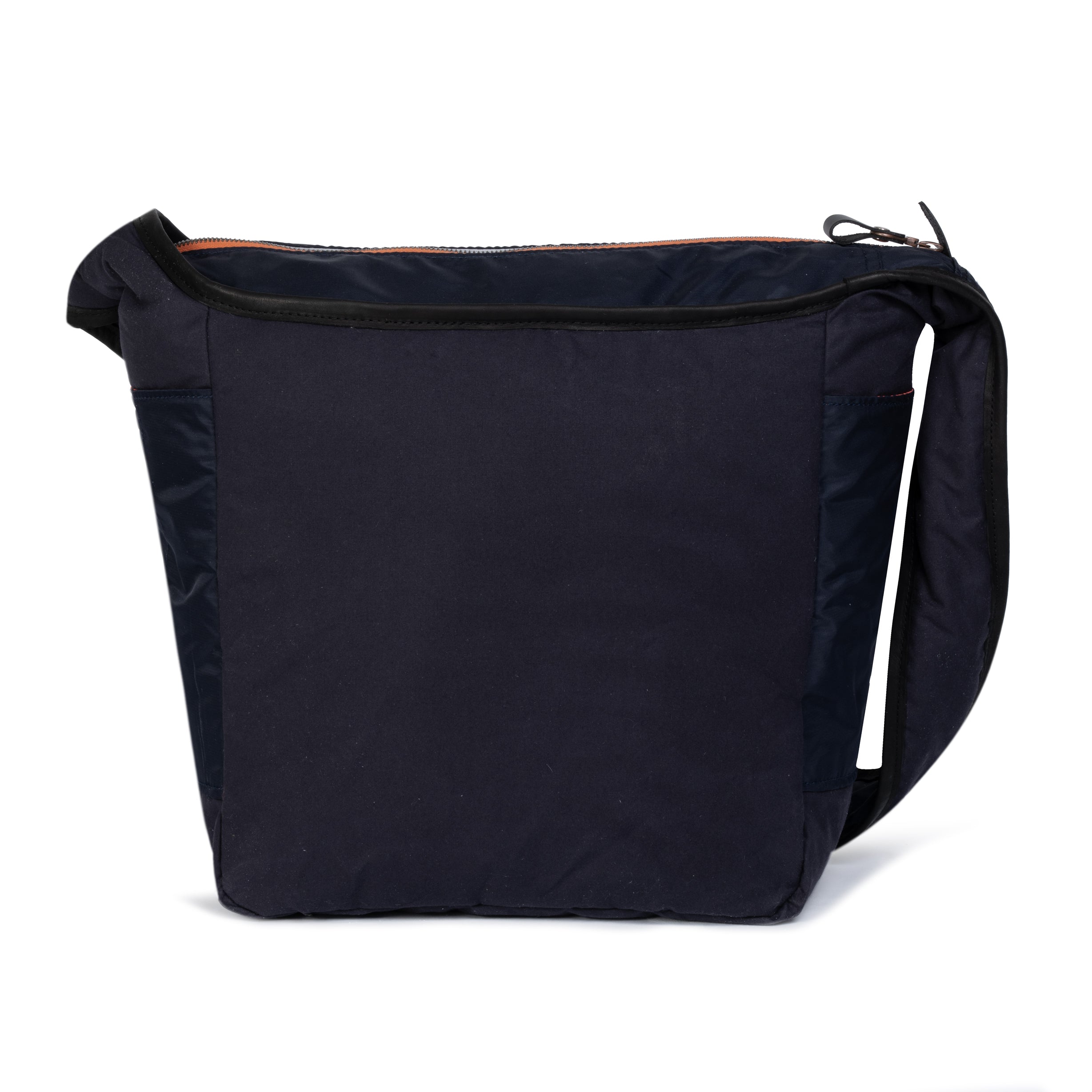 Black shoulder bag on a white background