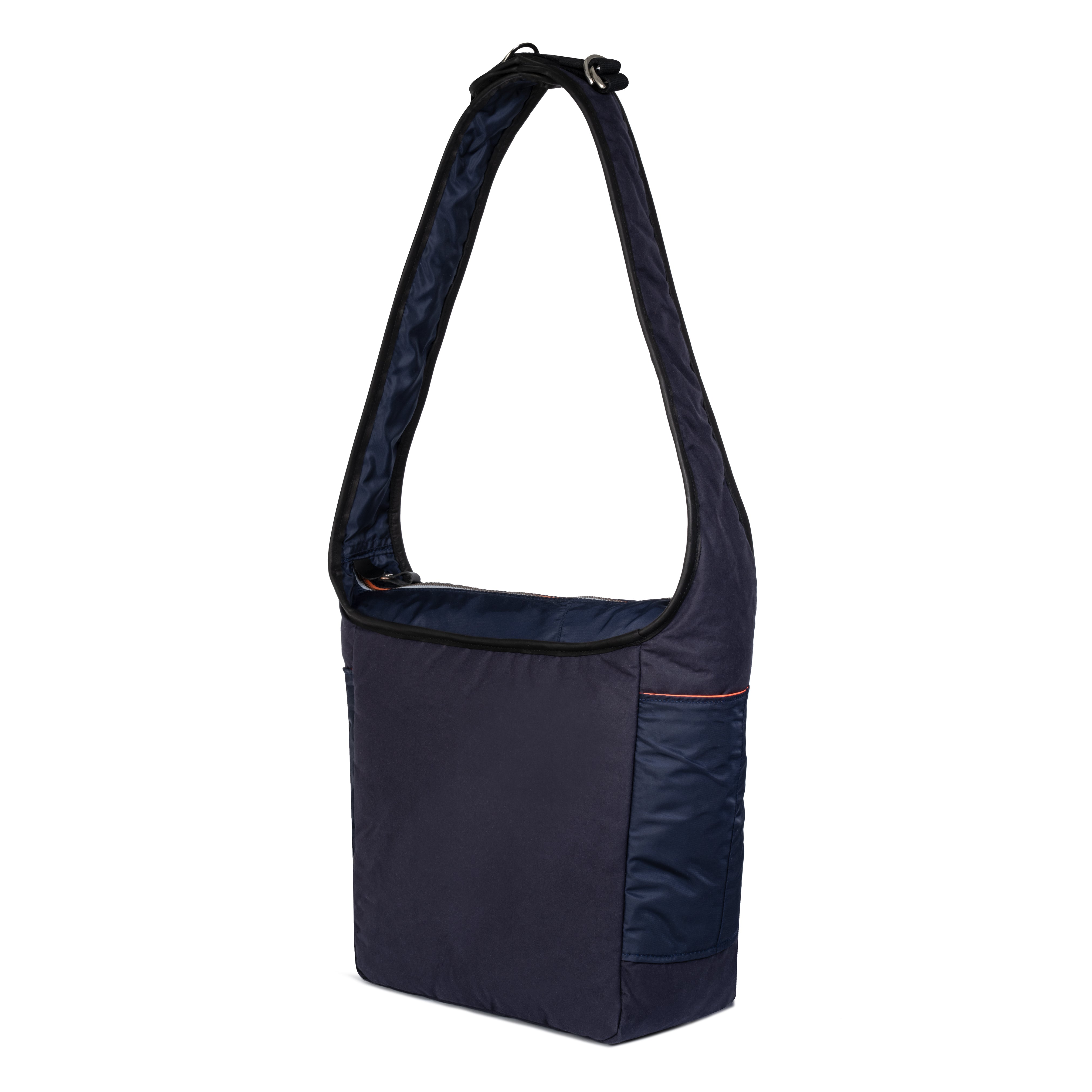 Navy blue shoulder bag on a white background
