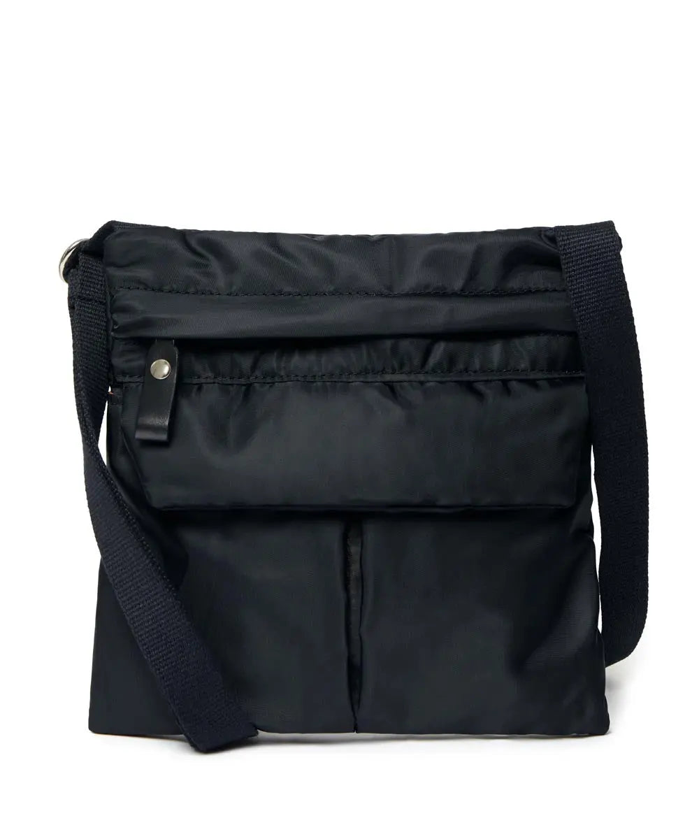 Black shoulder bag on a white background
