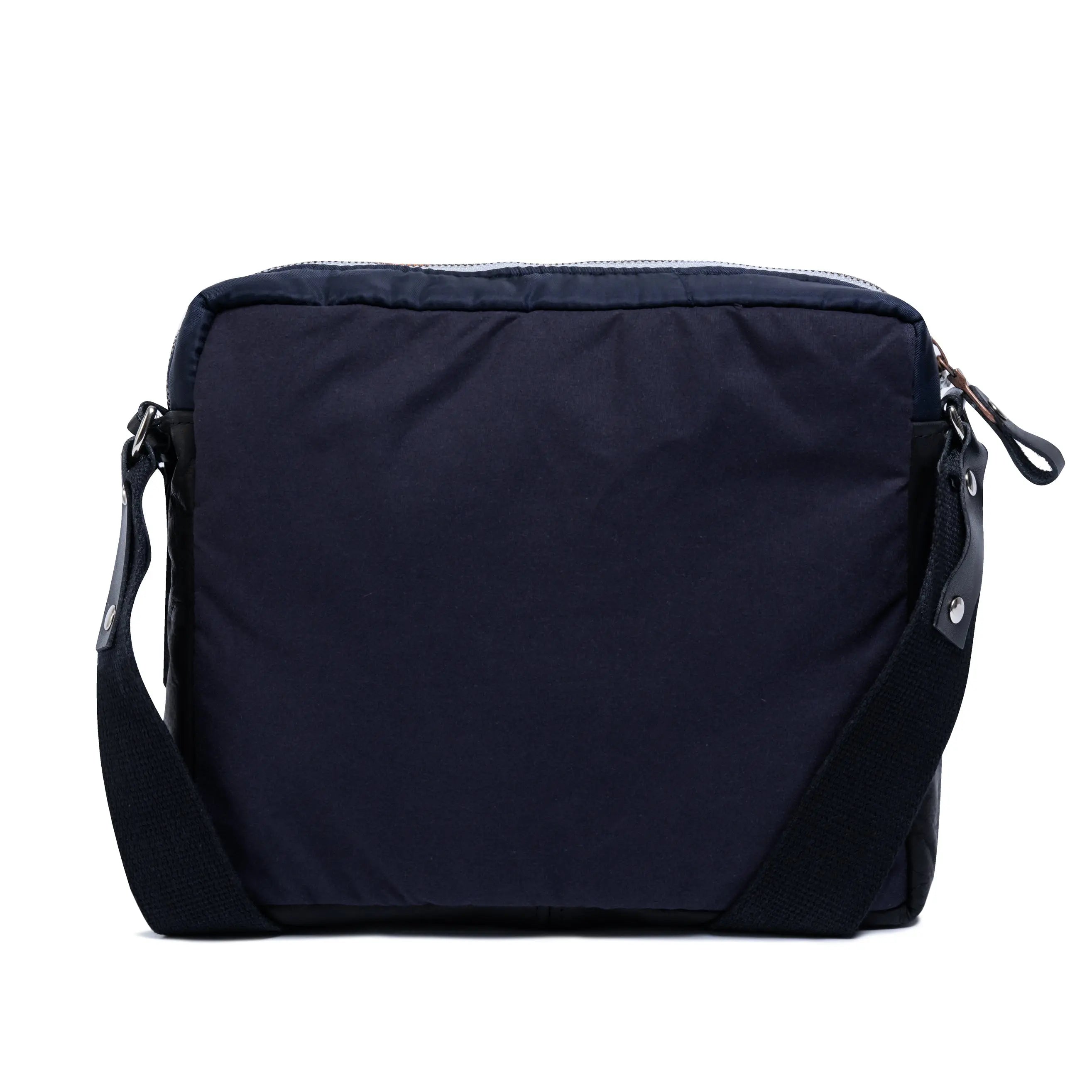 Navy blue shoulder bag on a white background