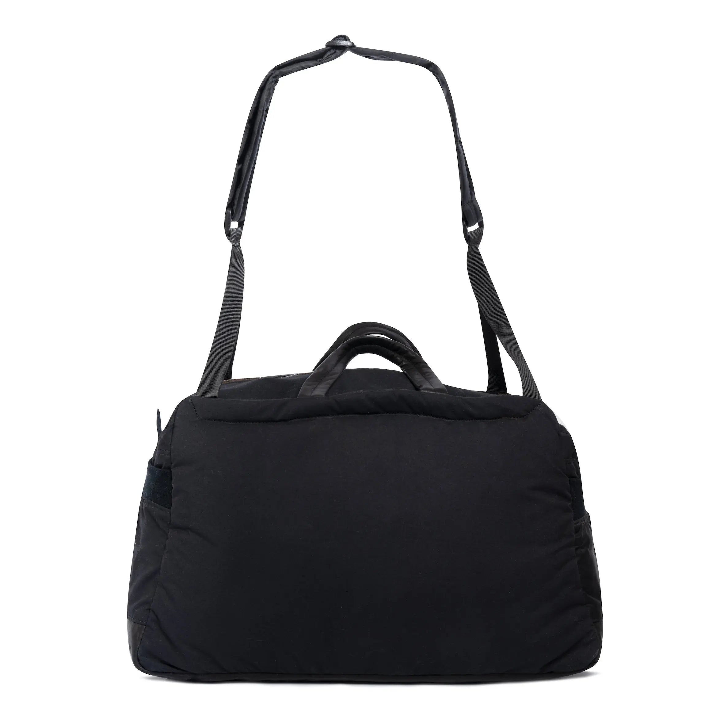 Black Weekender/Gym bag with strap on white background