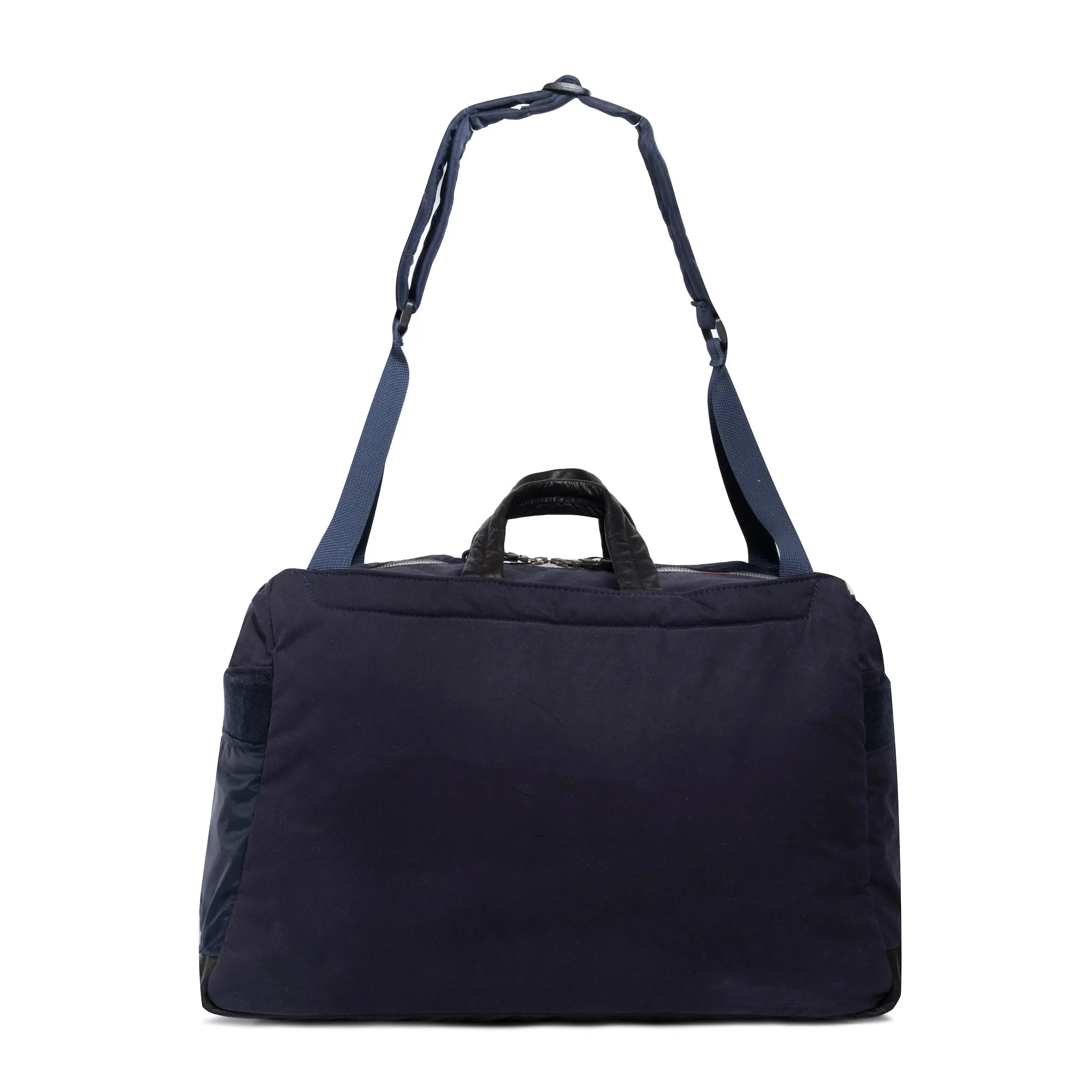 Navy Weekender/Gym bag with strap on white background