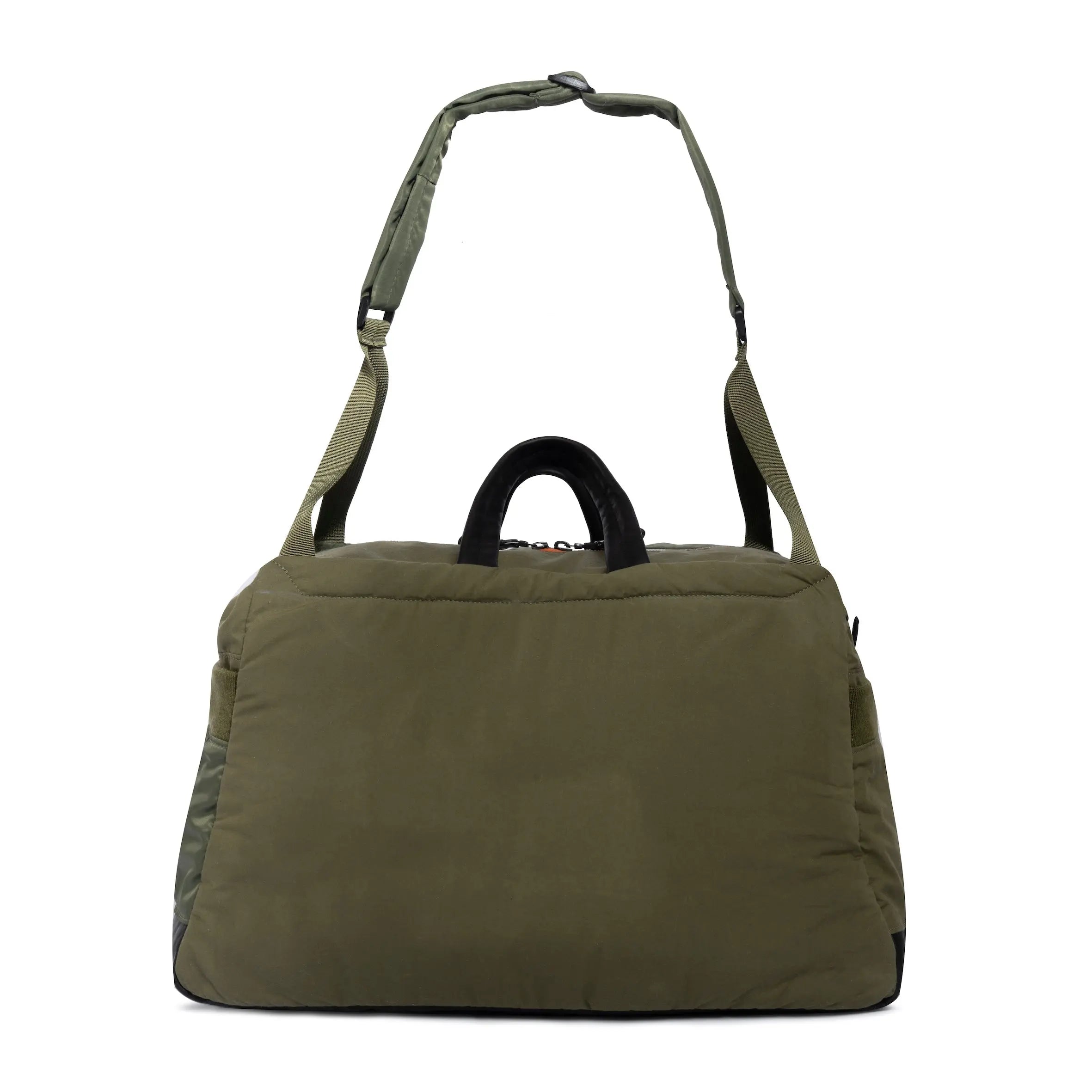 Olive Weekender/Gym bag with strap on white background