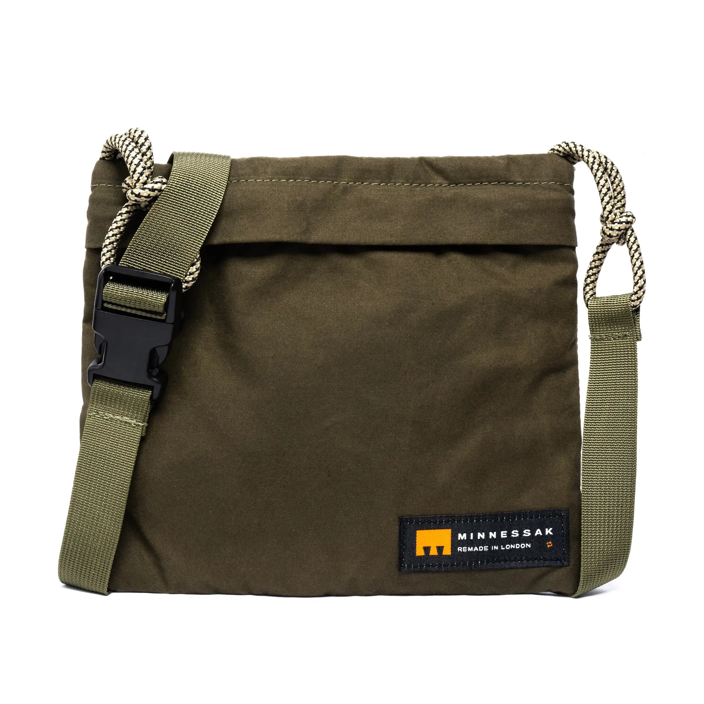 Olive bag with a visible brand logo on a white background