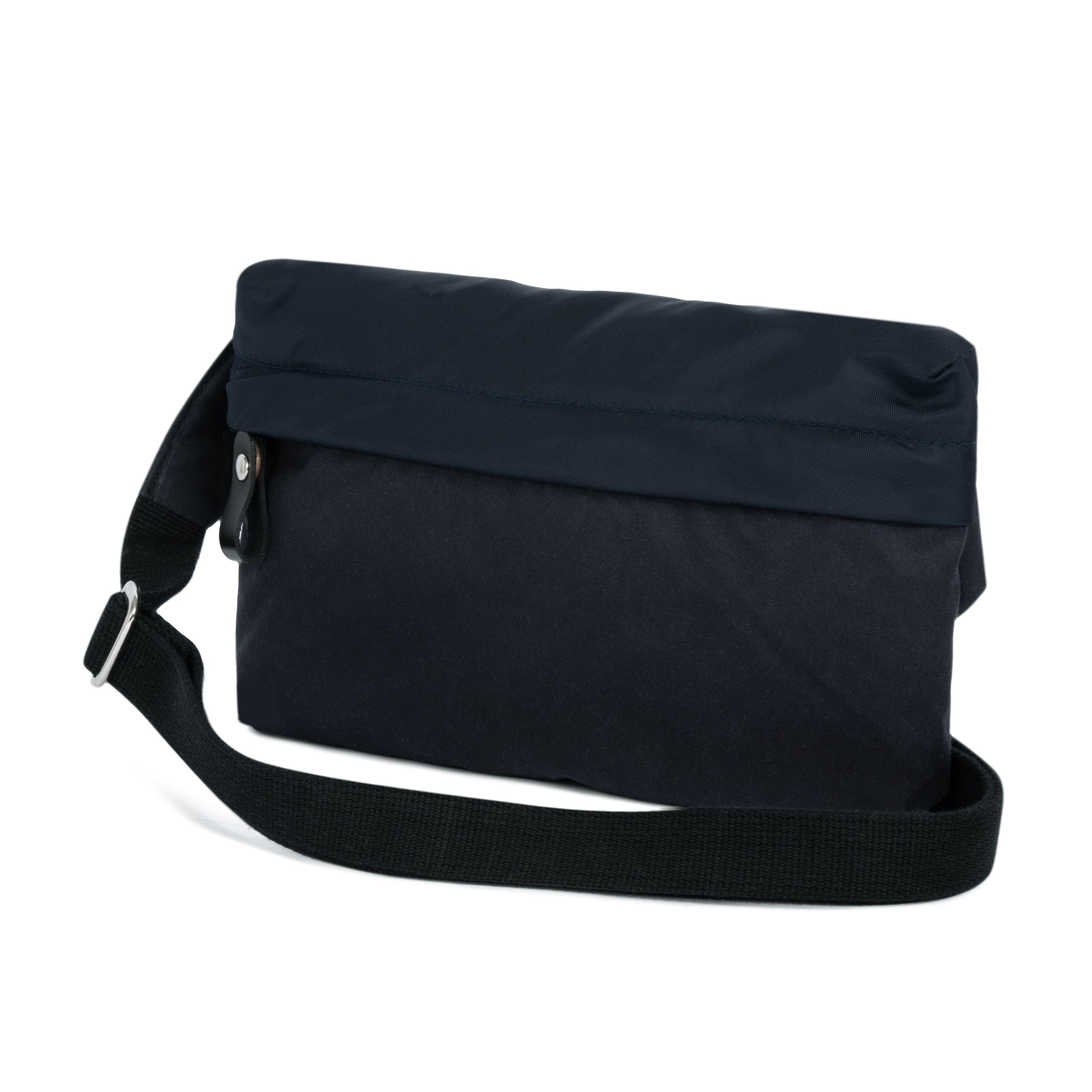 Black shoulder bag on a white background