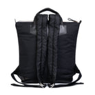 Black backpack with a drawstring on a white background