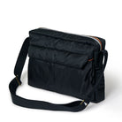 Black messenger bag on a white background