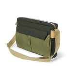 Olive and Gray bag with a shoulder strap on a white background