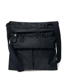 Black shoulder bag on a white background