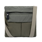 Olive and gray crossbody bag on a white background