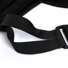 Black medium size tote bag showing strap detail on white background