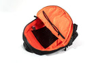 Black backpack with Orange interior on a white background