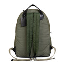 Olive backpack with a visible brand tag on a white background