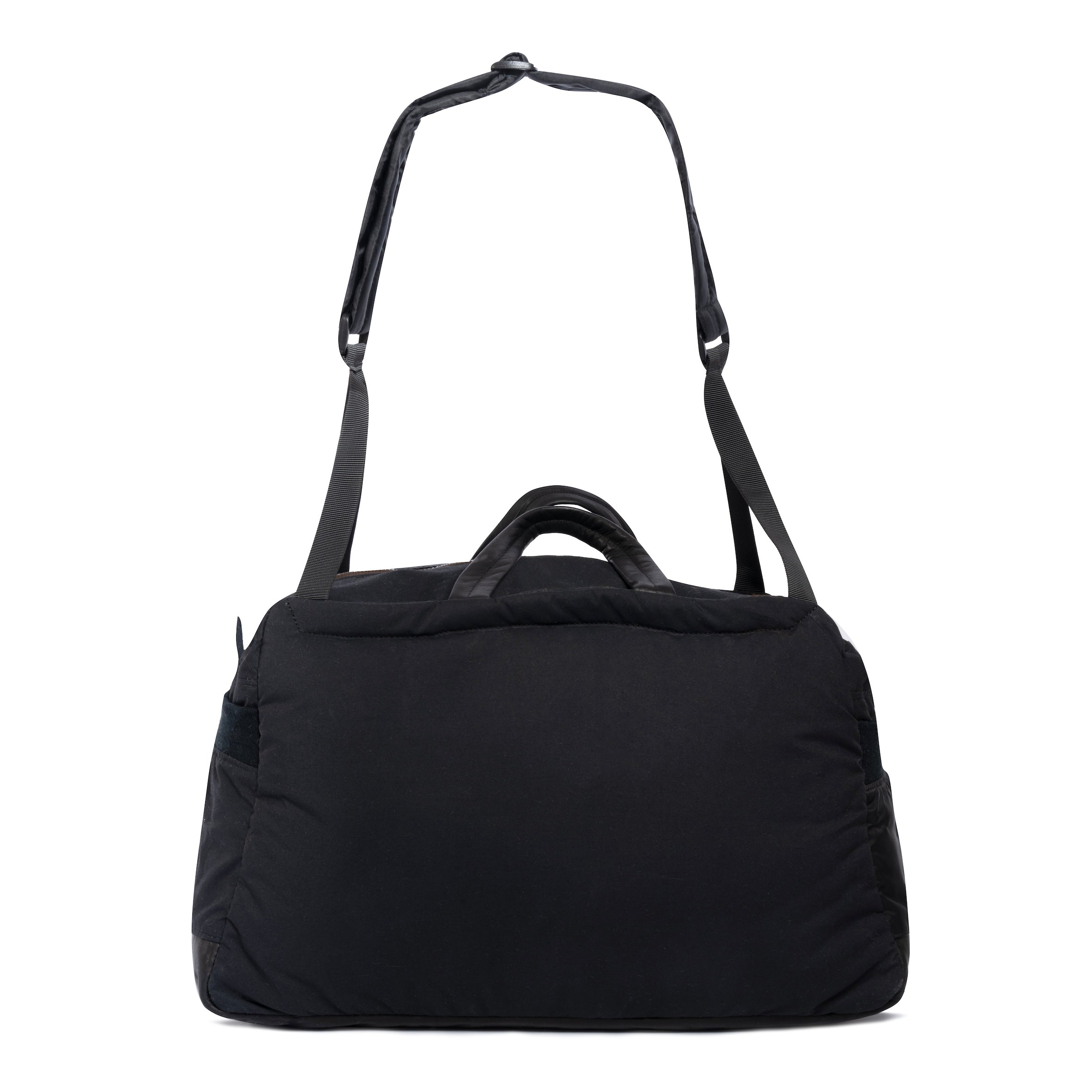 Black Weekender/Gym bag with strap on white background