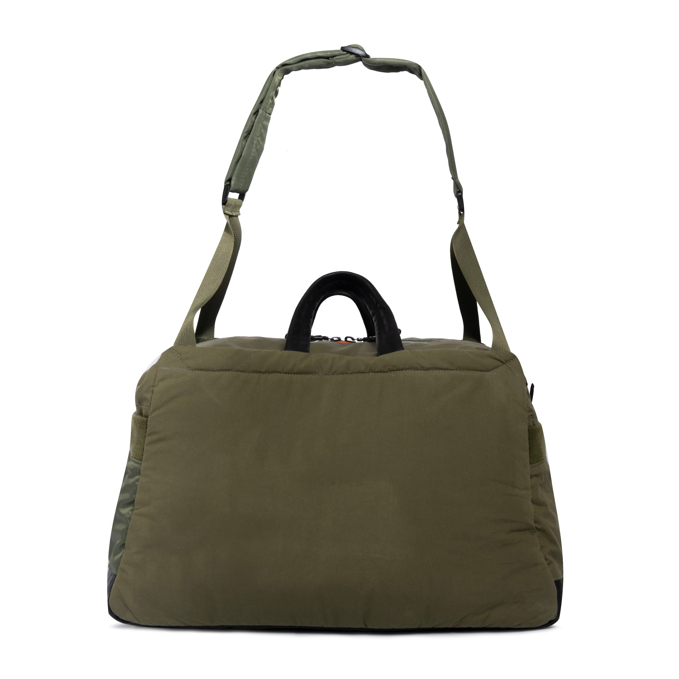 Olive Weekender/Gym bag with strap on white background