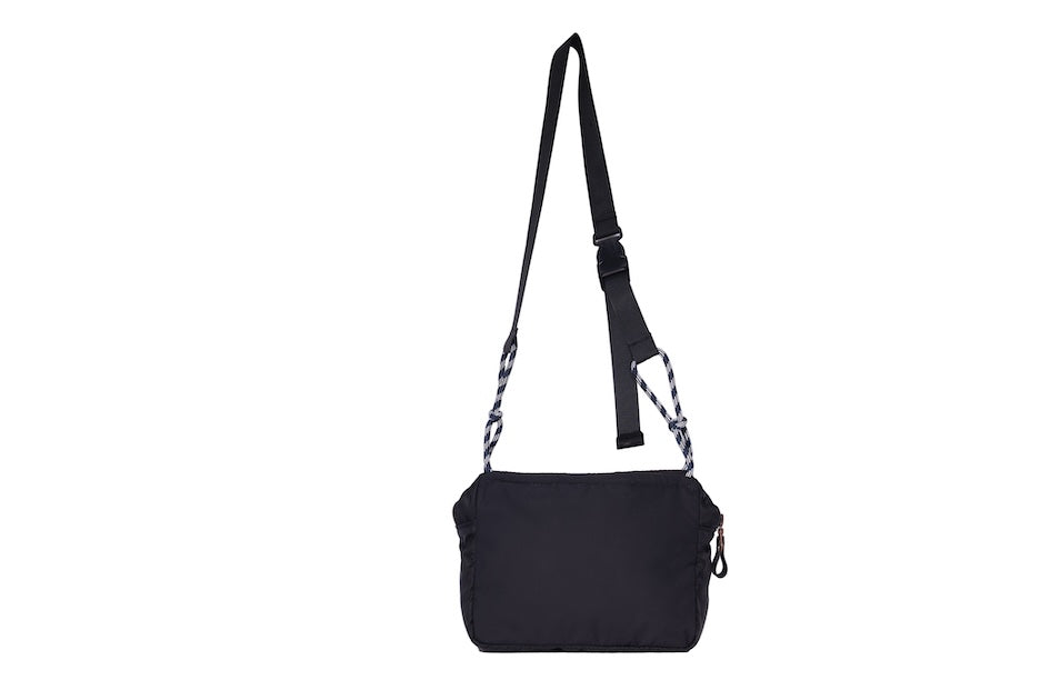 Olive Just Flight [Small], small, sustainable utility crossbody bag, handmade in London from repurposed MA-1 flight jackets and deadstock waxed cotton material, with two zip compartments and adjustable strap