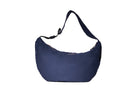 Navy Boat Large, back, sustainable crossbody bag handmade from deadstock Halley Stevensons dry waxed cotton material with adjustable strap.