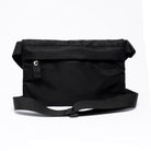 Small cross bdy bag in black on white background