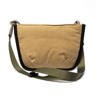Beige & Camo shoulder/cross body bag with strap on white background