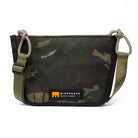 Beige & Camo shoulder/cross body bag showing strap detail and MInnessak logo on white background