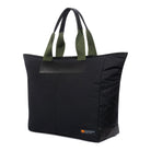 Large black tote bag side view on white background