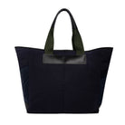 Large navy tote bag on white background