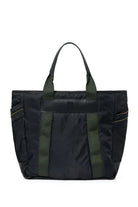 Black and green tote bag on a white background